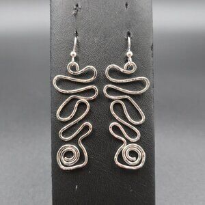 Sterling Silver Handmade Abstract Hammered Earrings B946
